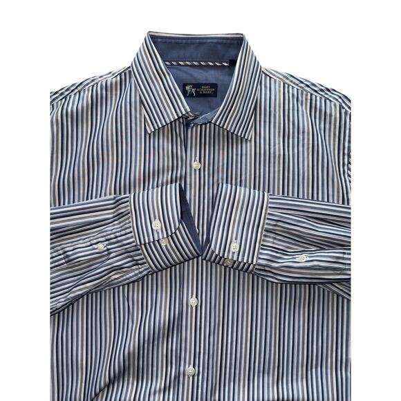 Hart Schaffner & Marx Men’s Large Button Down Dress Shirt Stripped Casual Cotton - Picture 1 of 7